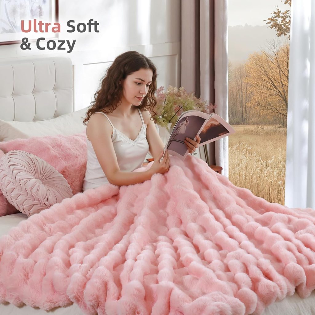 Smoofy Faux Fur Throw Blanket for Couch Rabbit Fleece – 60″ × 80″ (Light Blue) — Detalles, precio y dónde comprar