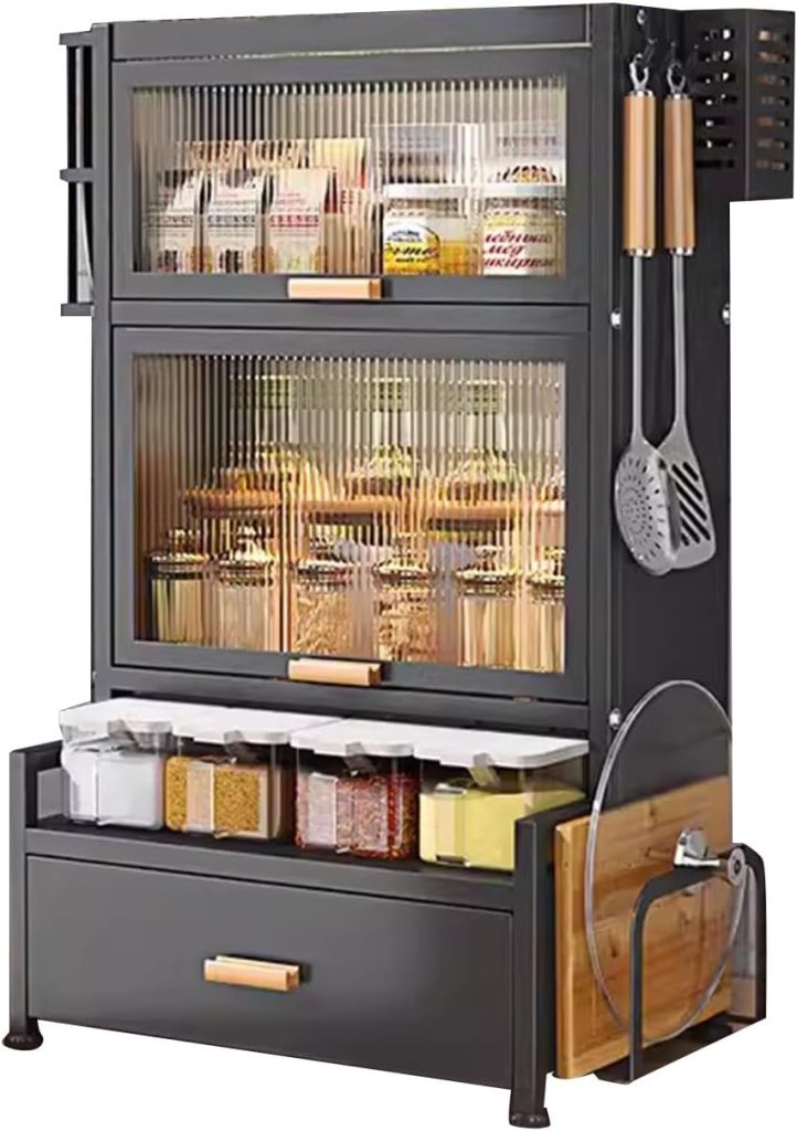 Countertop Spice Cabinet Freestanding Pantry Storage Holder LVLDAWA (41×28×70 cm, negro) — Detalles, precio y dónde comprar