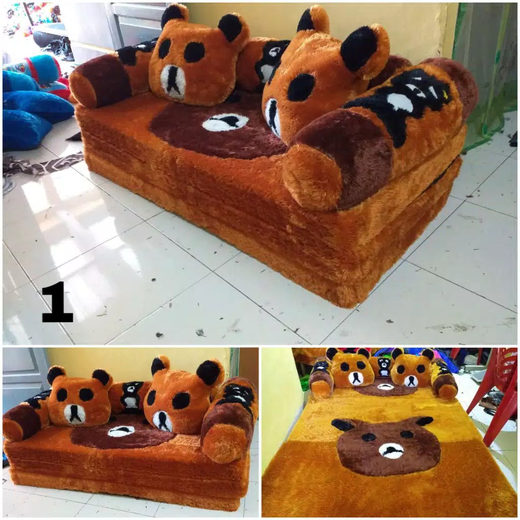 Colchón plegable de espuma INOAC tipo sofá cama con diseño infantil, tela rasfur suave y grosor de 10 cm